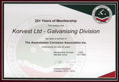 Members of the Australasian Corrosion Association for 25 Years